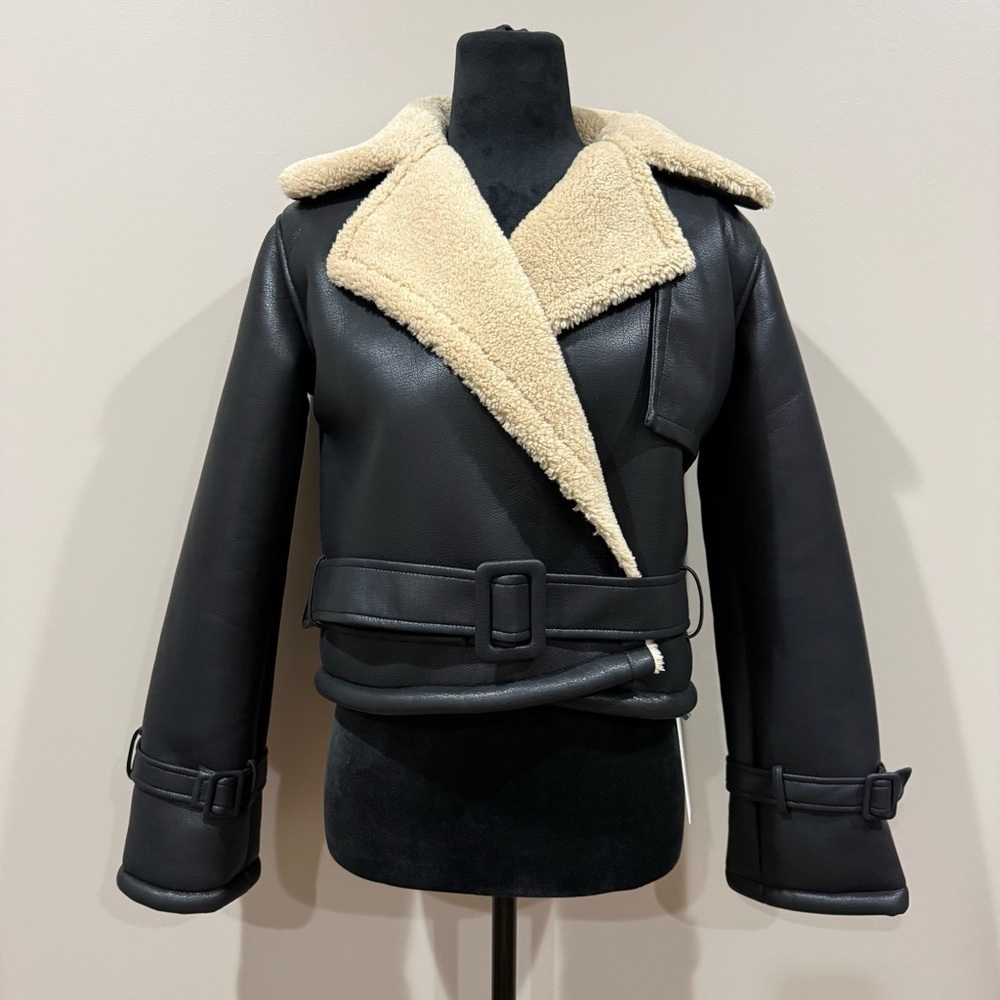 Commense Too Blessed Sherpa Lined Shearling Leather Flight Jacket